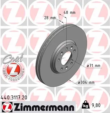 Stabdžių diskas ZIMMERMANN 440.3117.20