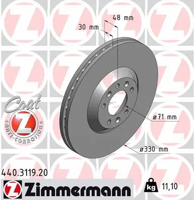 Stabdžių diskas ZIMMERMANN 440.3119.20