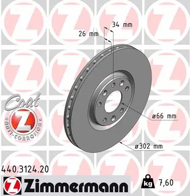 Stabdžių diskas ZIMMERMANN 440.3124.20