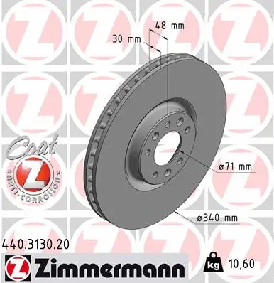 Stabdžių diskas ZIMMERMANN 440.3130.20