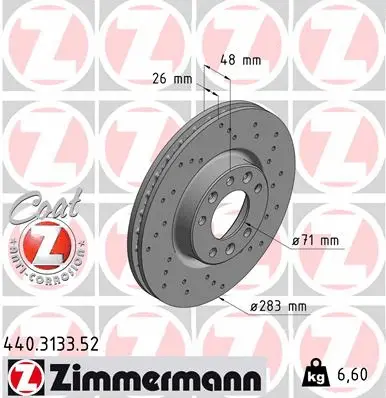 Stabdžių diskas ZIMMERMANN 440.3133.52
