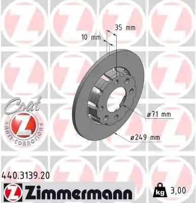 Stabdžių diskas ZIMMERMANN 440.3139.20