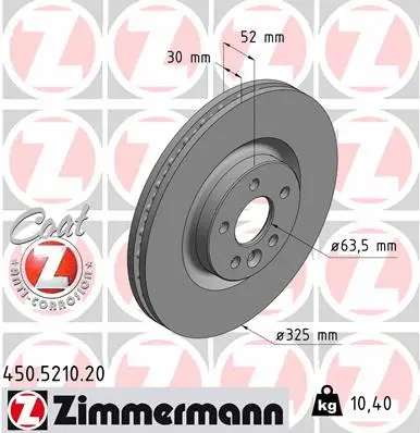 Stabdžių diskas ZIMMERMANN 450.5210.20