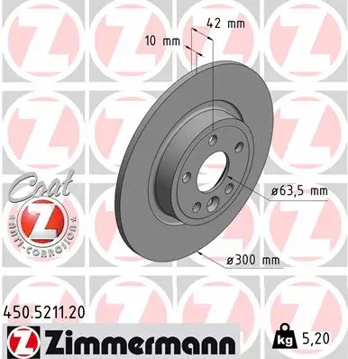 Stabdžių diskas ZIMMERMANN 450.5211.20