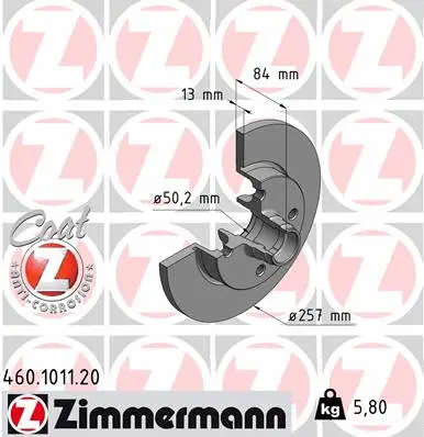 Stabdžių diskas ZIMMERMANN 460.1011.20