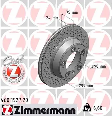 Stabdžių diskas ZIMMERMANN 460.1527.20