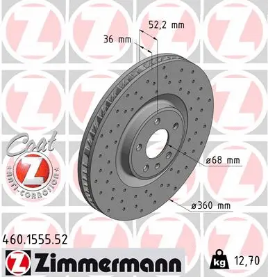 Stabdžių diskas ZIMMERMANN 460.1555.52
