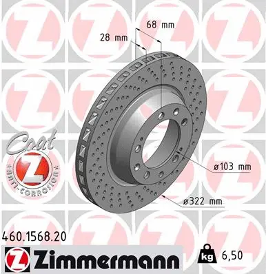 Stabdžių diskas ZIMMERMANN 460.1568.20