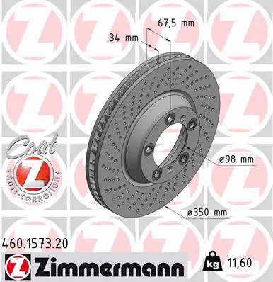 Stabdžių diskas ZIMMERMANN 460.1573.20