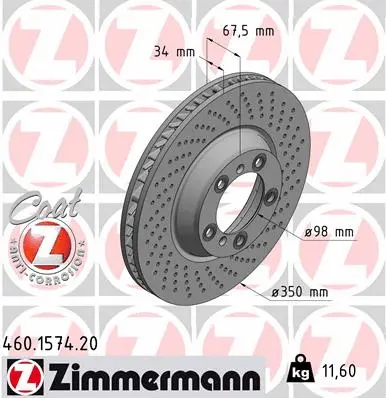 Stabdžių diskas ZIMMERMANN 460.1574.20