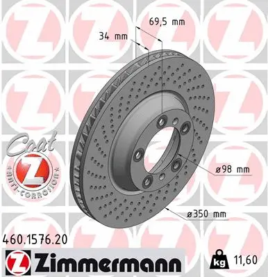 Stabdžių diskas ZIMMERMANN 460.1577.20
