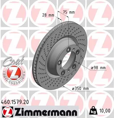 Stabdžių diskas ZIMMERMANN 460.1579.20