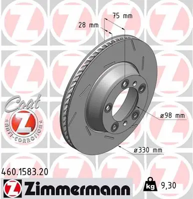 Stabdžių diskas ZIMMERMANN 460.1583.20