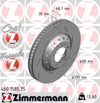 Stabdžių diskas ZIMMERMANN 460.1585.75