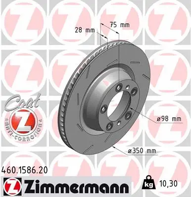 Stabdžių diskas ZIMMERMANN 460.1586.20
