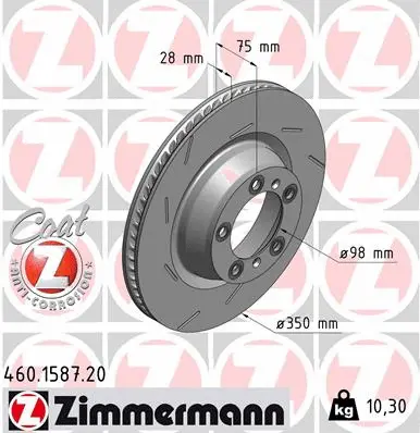 Stabdžių diskas ZIMMERMANN 460.1587.20
