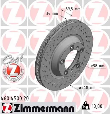 Stabdžių diskas ZIMMERMANN 460.4501.20