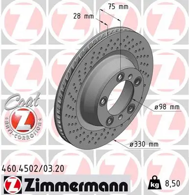 Stabdžių diskas ZIMMERMANN 460.4502.20
