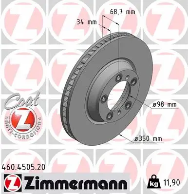 Stabdžių diskas ZIMMERMANN 460.4505.20