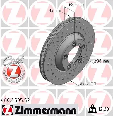Stabdžių diskas ZIMMERMANN 460.4505.52