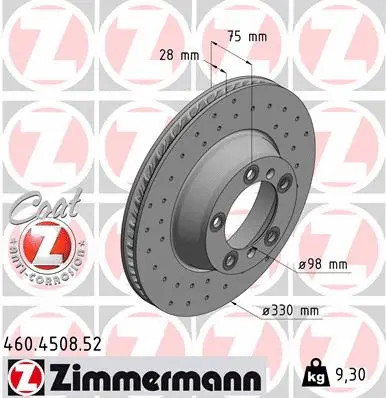 Stabdžių diskas ZIMMERMANN 460.4508.52