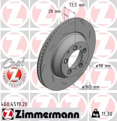 Stabdžių diskas ZIMMERMANN 460.4519.20
