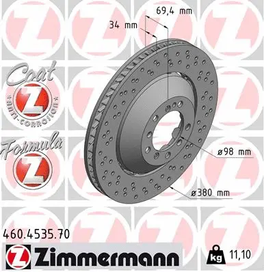 Stabdžių diskas ZIMMERMANN 460.4535.70
