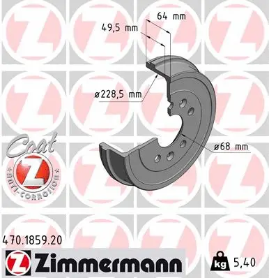 Stabdžių būgnas ZIMMERMANN 470.1859.20
