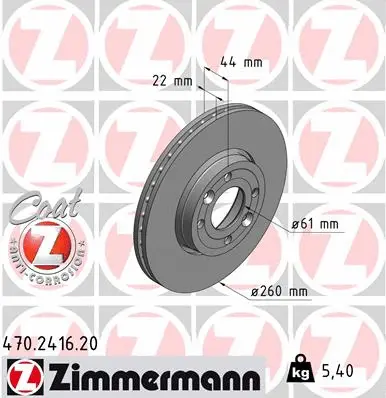 Stabdžių diskas ZIMMERMANN 470.2416.20