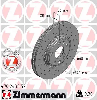 Stabdžių diskas ZIMMERMANN 470.2438.52