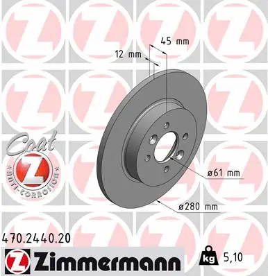Stabdžių diskas ZIMMERMANN 470.2440.20