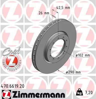 Stabdžių diskas ZIMMERMANN 470.6619.20