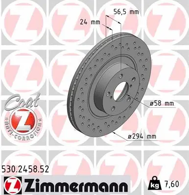 Stabdžių diskas ZIMMERMANN 530.2458.52