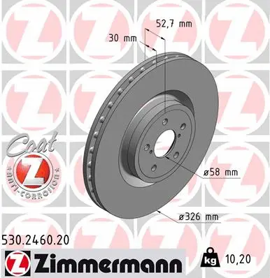 Stabdžių diskas ZIMMERMANN 530.2460.20