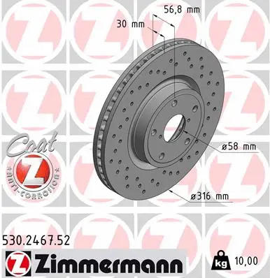 Stabdžių diskas ZIMMERMANN 530.2467.52