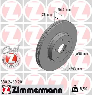 Stabdžių diskas ZIMMERMANN 530.2469.20