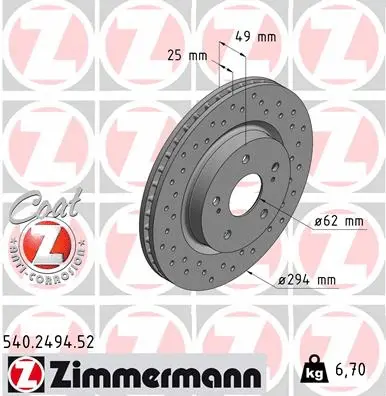 Stabdžių diskas ZIMMERMANN 540.2494.52