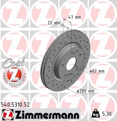 Stabdžių diskas ZIMMERMANN 540.5310.52