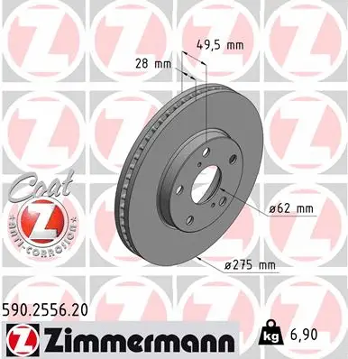 Stabdžių diskas ZIMMERMANN 590.2556.20