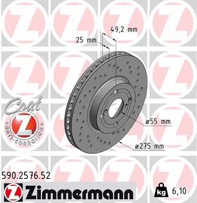 Stabdžių diskas ZIMMERMANN 590.2576.52