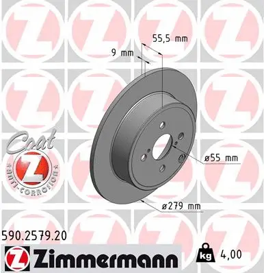 Stabdžių diskas ZIMMERMANN 590.2579.20