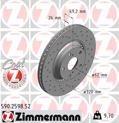 Stabdžių diskas ZIMMERMANN 590.2598.52