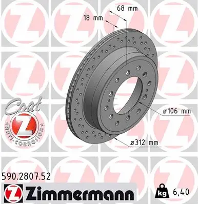 Stabdžių diskas ZIMMERMANN 590.2807.52