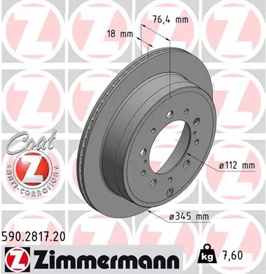 Stabdžių diskas ZIMMERMANN 590.2817.20