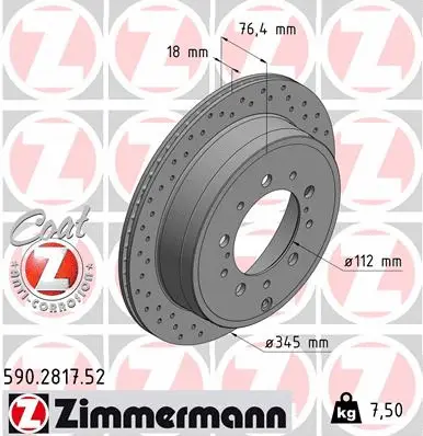Stabdžių diskas ZIMMERMANN 590.2817.52