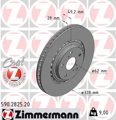 Stabdžių diskas ZIMMERMANN 590.2825.20