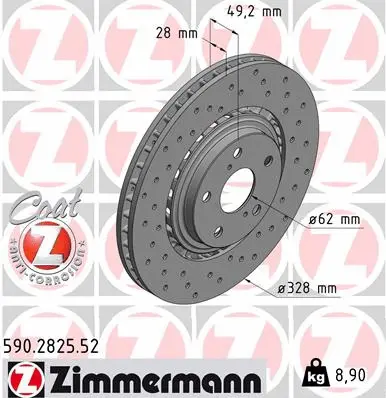 Stabdžių diskas ZIMMERMANN 590.2825.52