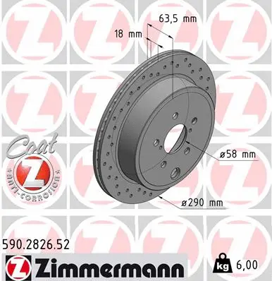 Stabdžių diskas ZIMMERMANN 590.2826.52