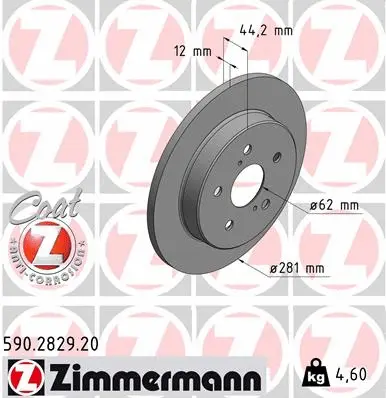 Stabdžių diskas ZIMMERMANN 590.2829.20