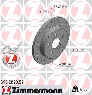Stabdžių diskas ZIMMERMANN 590.2829.52